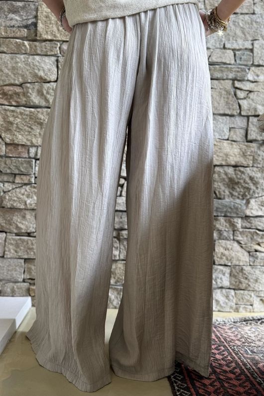 Cyril Crinkelle Wide Leg Pant Mocha